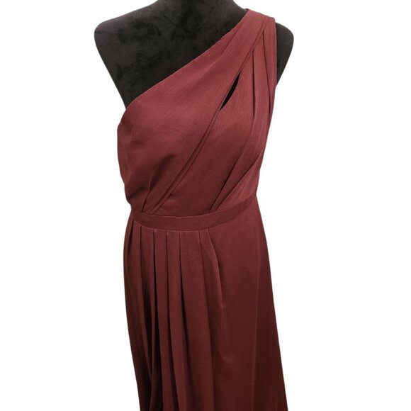 David's Bridal Burgundy/Deep Purple One Shoulder Dress With Split Size 12 - Picture 5 of 12
